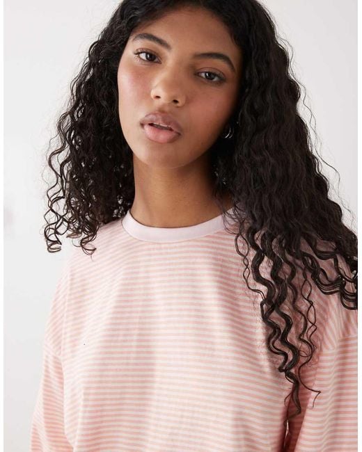 Monki Pink Oversized Longsleeved T-shirt With Side Slits