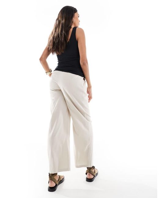 Vero Moda White Linen Blend Wide Leg Trousers