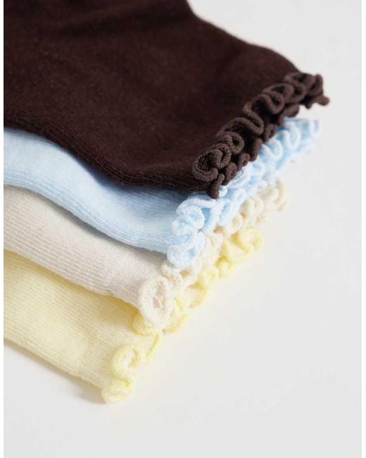 New Look White 4 Pack Frill Top Socks