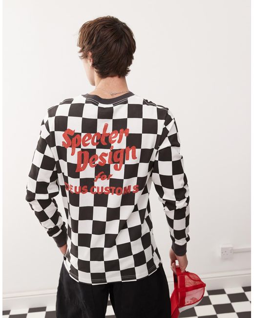 Deus Ex Machina – specter – -weiß gemustertes t-shirt mit moto-grafikprint in White für Herren