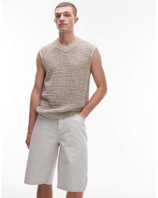 Topman White Jort Denim Short for men