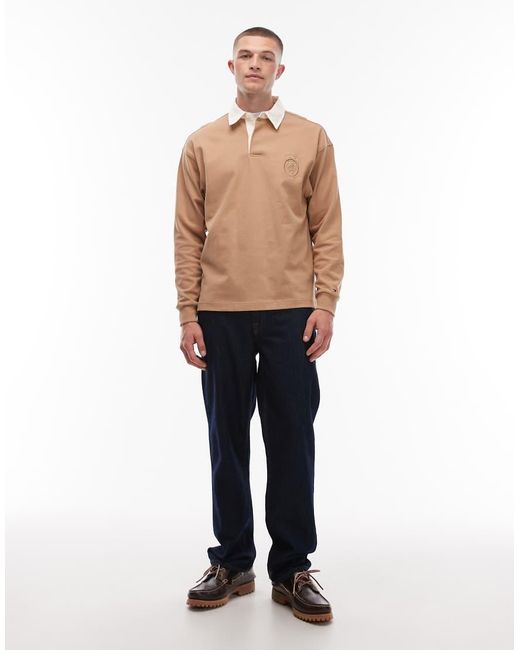 Tommy Hilfiger Natural Crest Logo Long Sleeve Rugby Polo Shirt for men