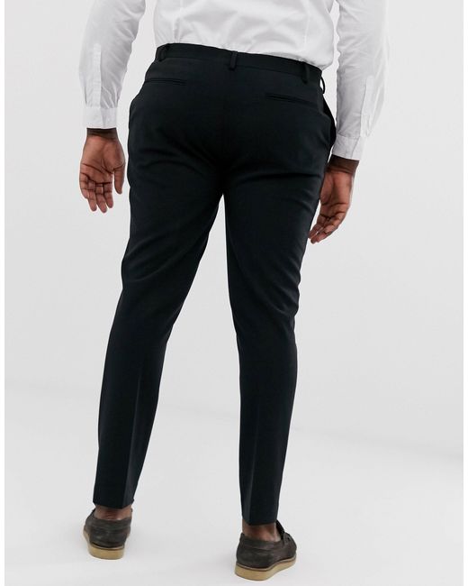 mens black super skinny suit trousers