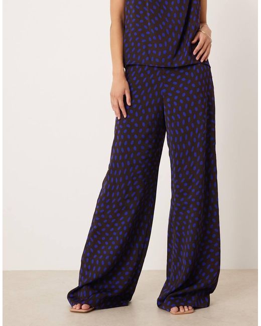 Mango Blue Satin Wide Leg Trouser Co-ord