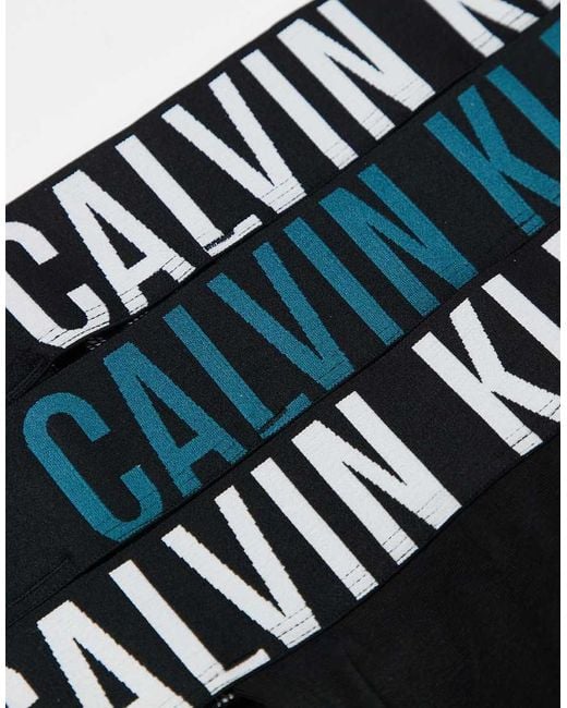 Calvin Klein Black Intense Power 3 Pack Jock Strap With Logo Waistband for men