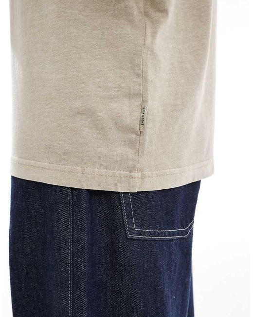 Only & Sons Gray Distressed T-shirt for men