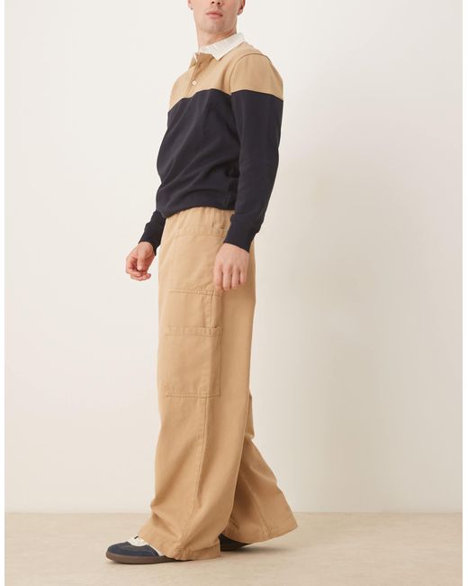 ASOS Brown Super baggy Twill Cargo Trousers for men