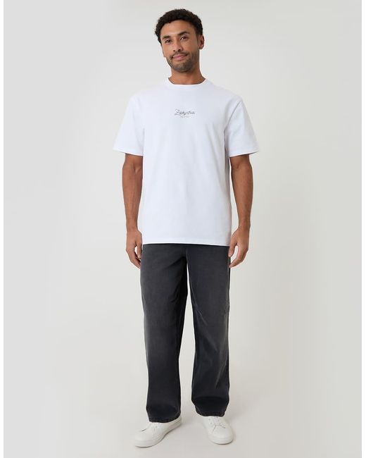 Threadbare White Relaxed Fit Peached Cotton T-Shirt for men