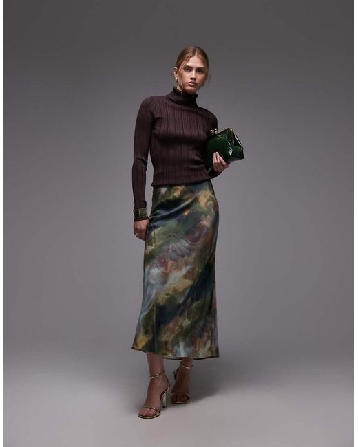 & Other Stories Black Midi Satin Skirt