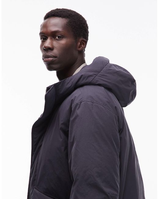ARKET Blue Minimal Down Hooded Padded Jacket for men