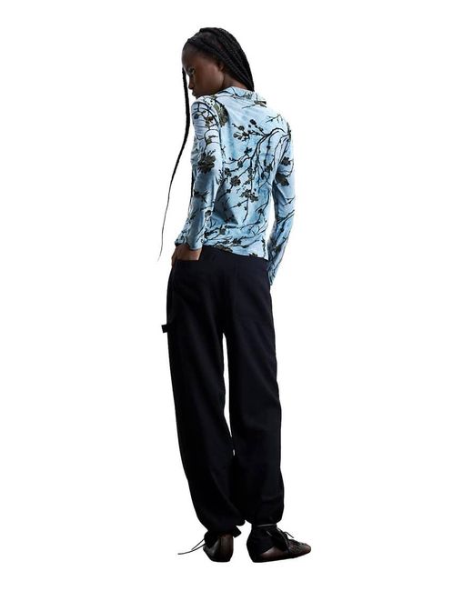 Top Flocado Desigual de color Blue