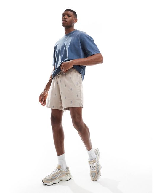 Hollister Blue Loose Fit Pull On Short With Lobster Print Detail for men