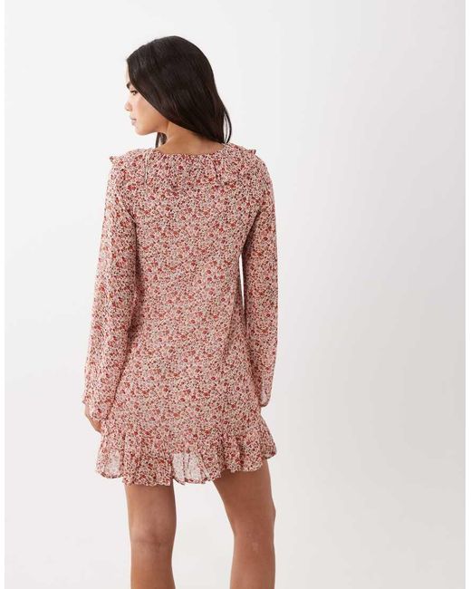 Nobody's Child Pink Carla Ruffle V-neck Tiered Mini Dress