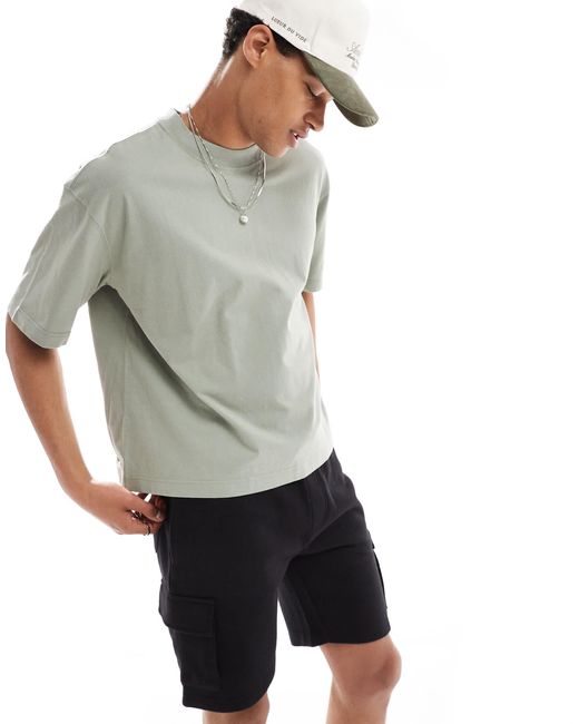 Hollister Gray Boxy Fit Cropped T-shirt for men