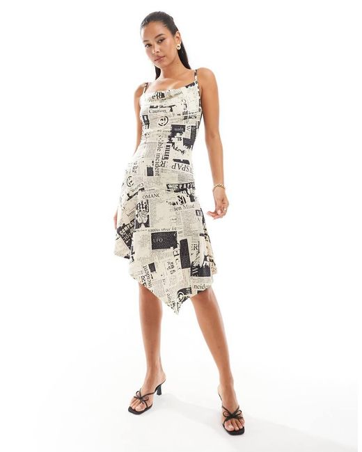 Something New Iconic Hanky Hem Mini Cami Dress Print-white