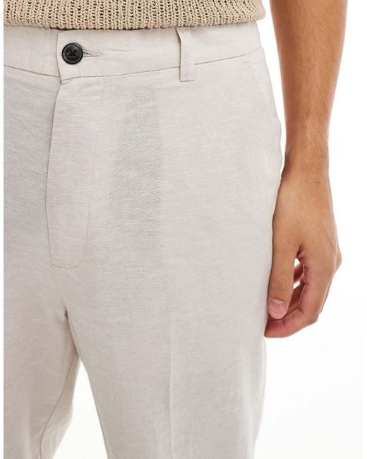 Jack & Jones Natural Loose Fit Tapered Linen Chino for men