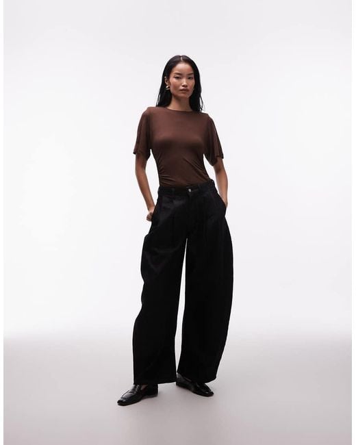 ASOS Brown Short Sleeve Bodysuit With Shoulder Pads