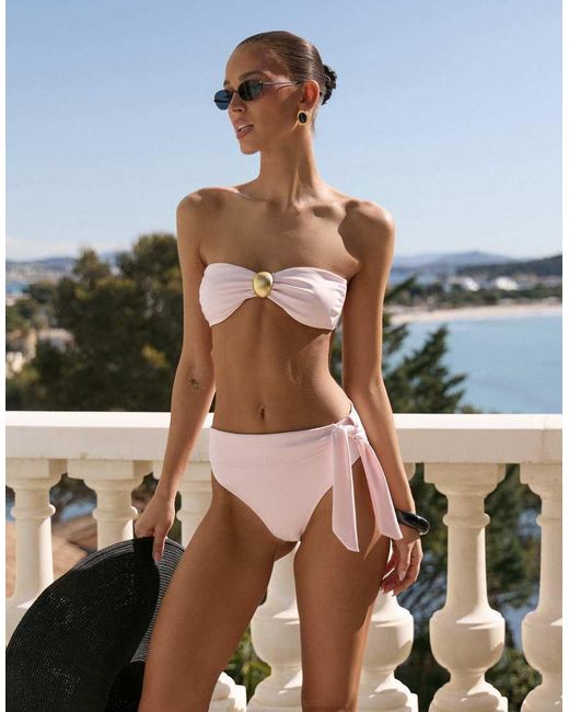 4th & Reckless Pink High Waisted Wrap Front Bikini Bottoms