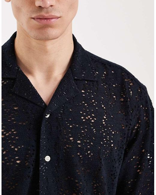 Redefined Rebel Black Ravi Boxy Fit Short Sleeve Shirt for men