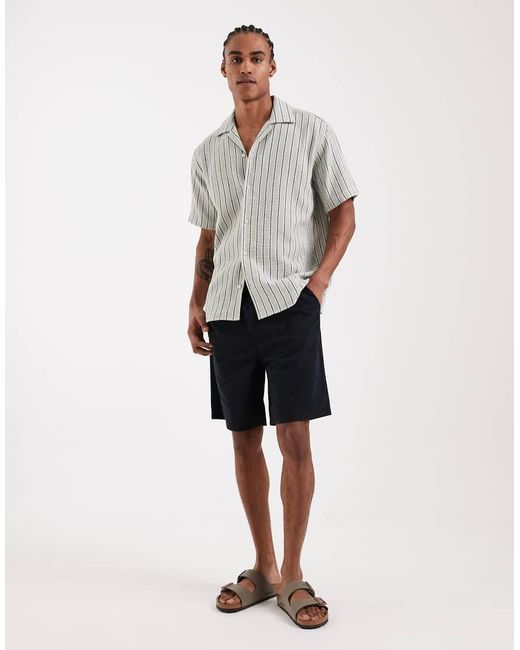 Jack & Jones White Stripe Textured Shirt for men