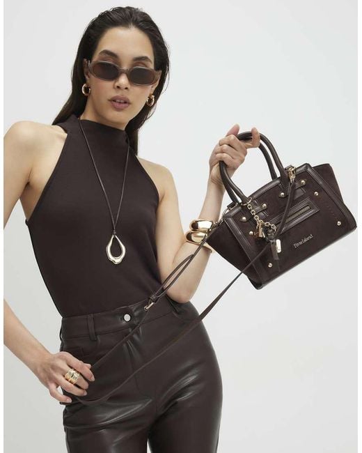 River Island Black Small Winged Panelled Zip Tote Bag