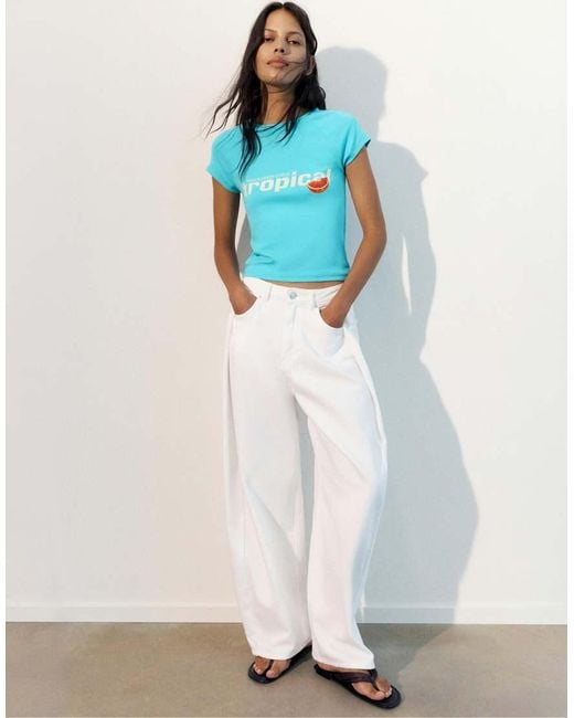 Pull&Bear White Fruit Graphic T-shirt
