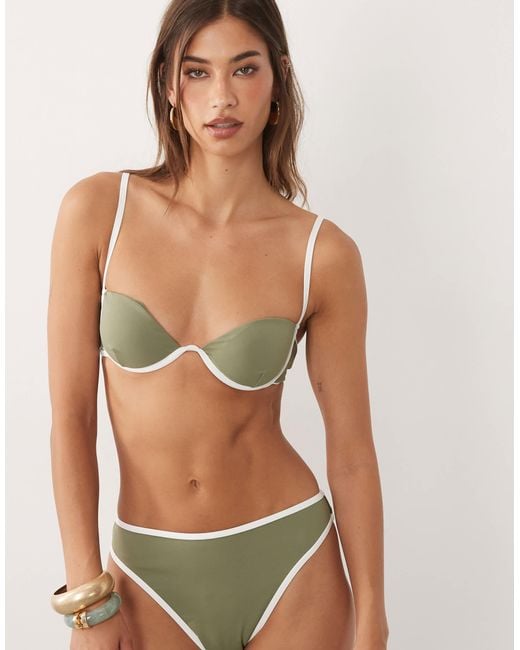4th & Reckless Black Underwire Contrast Binding Bikini Top