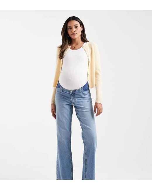 Vaqueros Azul Claro Medio Cómodos Y Elásticos De Pernera Recta De Asos Design Maternity ASOS de color Blue