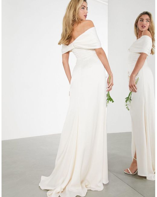 ASOS Beatrice Bardot Drape Wrap Wedding Dress | Lyst