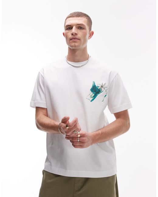 Topman Gray Oversized Fit T-shirt With Front And Back Musee Galerie Print for men