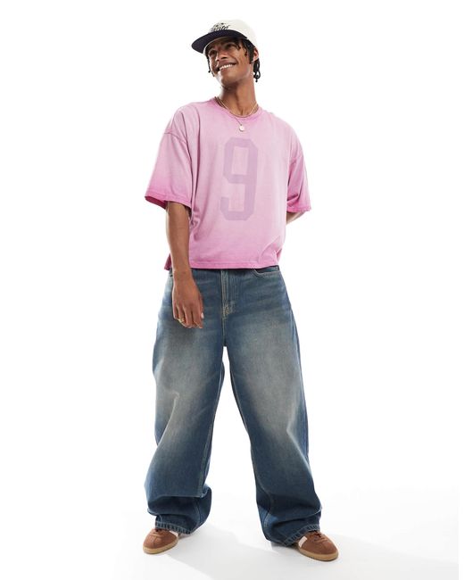 Hollister Purple baggy Drop Jersey T-shirt With Varsity Motif Detail