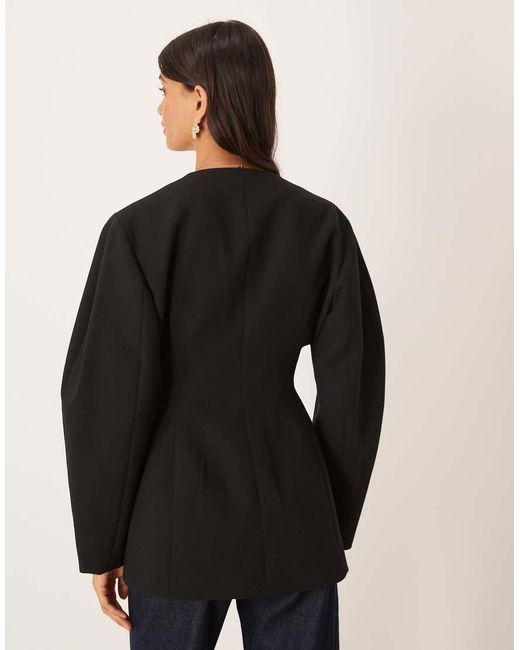 ASOS Black Collarless Cinch Waist Blazer