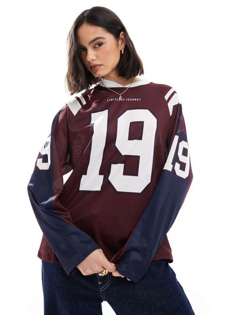 Pull&Bear Voetbalshirt Met Lange Mouwen in het Blue
