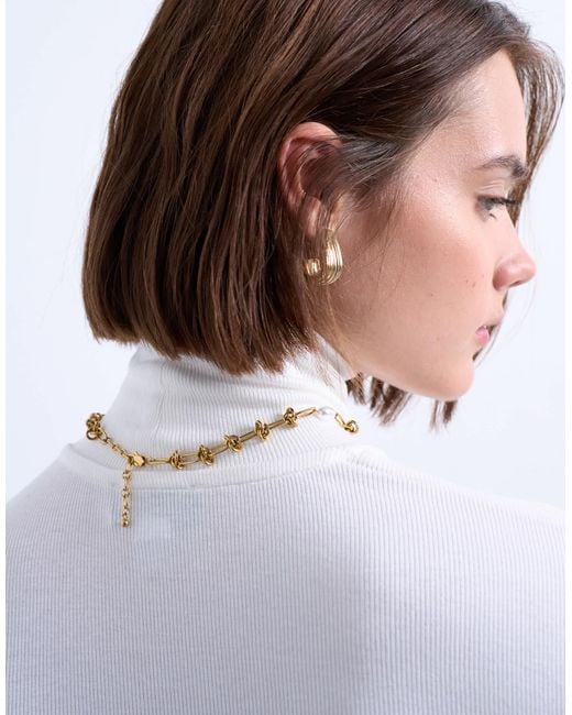 TOPSHOP White May Stainless Steel Pearl Chain Necklace