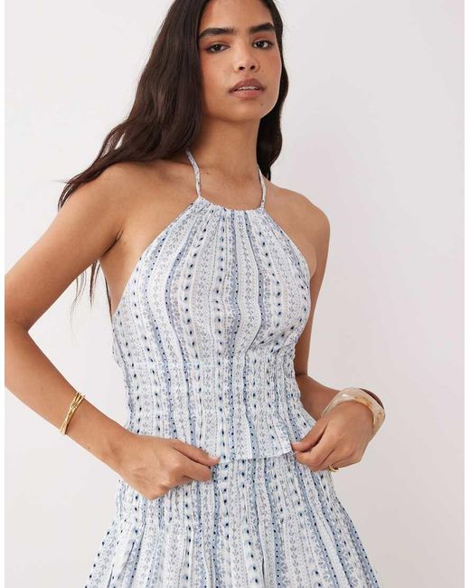 Mango Gray Teen Halterneck Shir Waist Top Co-ord