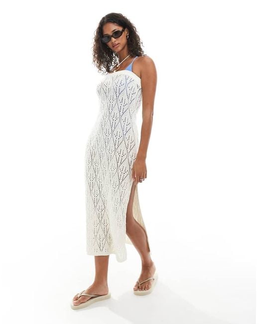 Miss Selfridge White O Ring Bandeau Crochet Maxi Dress