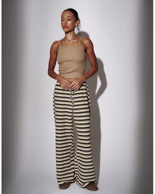 South Beach Yellow Towelling Stripe Wide Leg Trouser