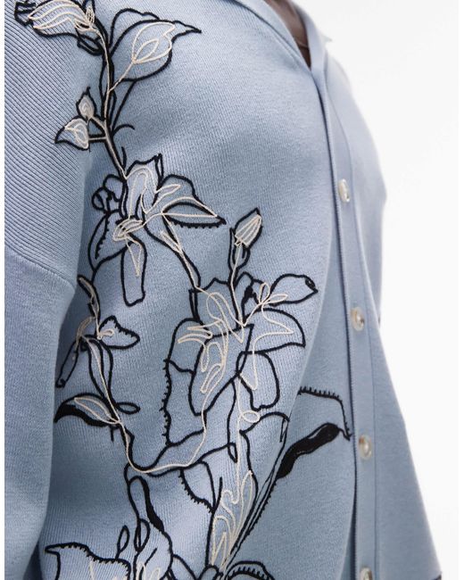 Topman – locker geschnittenes strickhemd in Blue für Herren