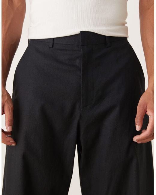ASOS – elegante leinenhose in Black für Herren