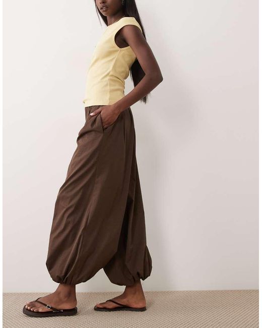 Threadbare Brown Balloon Leg Trousers