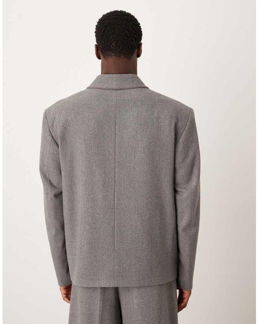 ASOS Gray Deep Wrap Double Breasted Boxy Suit Jacket for men
