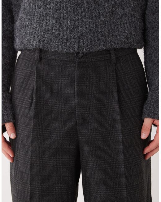 Weekday Black Uno Loose Fit Tailored Trousers for men