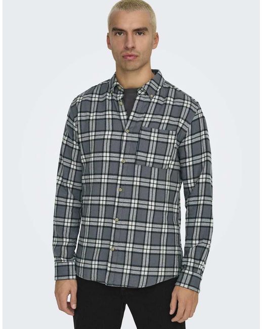 Camicia Nera di Only & Sons in Gray da Uomo