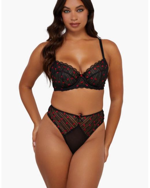 Playful Promises Brown Elodie & Rosebud Embroidery High Waist Thong
