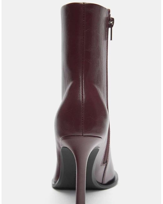 Pull&Bear Purple Stiletto Heel Ankle Boots