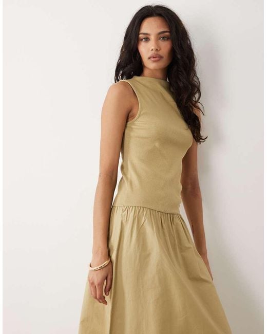 Mango Natural Cotton Mix Racer Midi Dress