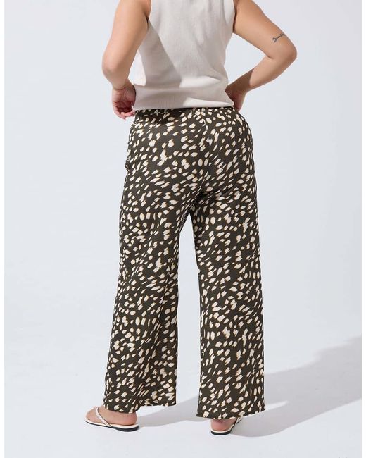 Yours Clothing White Deer Print Wide Leg Trousers