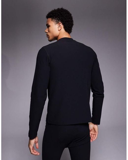 ASOS 4505 Ski & Snow Blue Asos 4505 Ski Thermal Ribbed Fleece Back Base Layer Mock Neck With Sweat Wicking for men