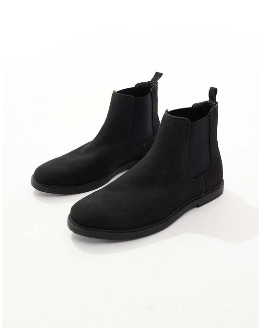 SEQWL Black Round Toe Chelsea Boots for men