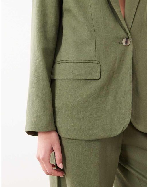 Vila Green Linen Blend Tailored Blazer Co-ord